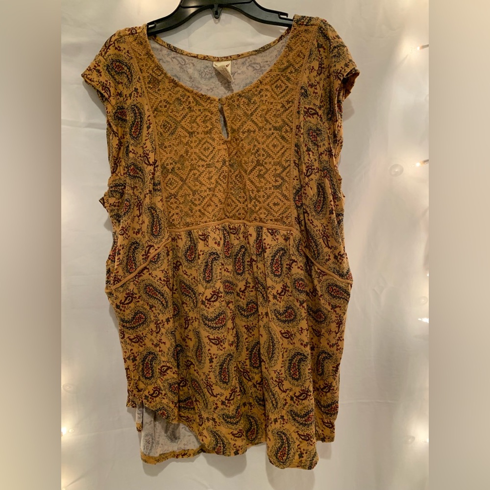 Faded Glory - Orangey Yellowish Flowy Lacey Shirt